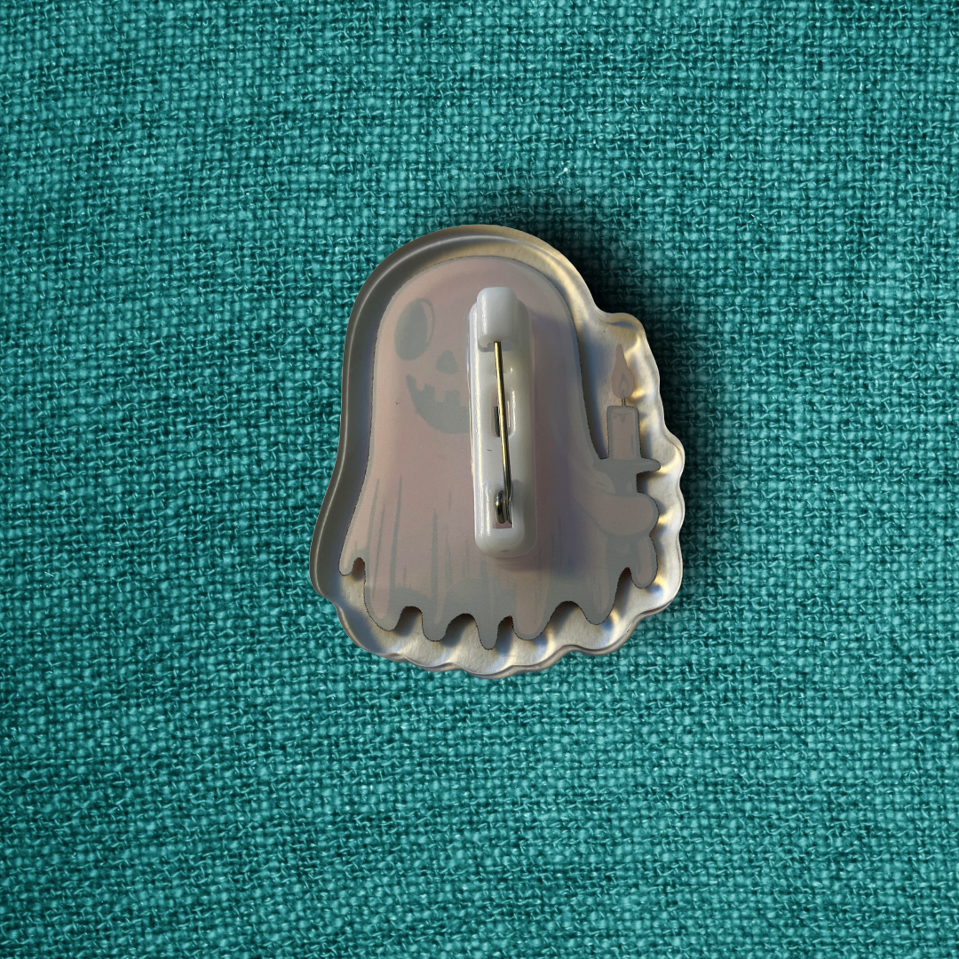 Kürbis Geist mit Kerze – Acryl Pin