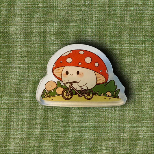 Pilz auf Fahrrad - Acryl Pin