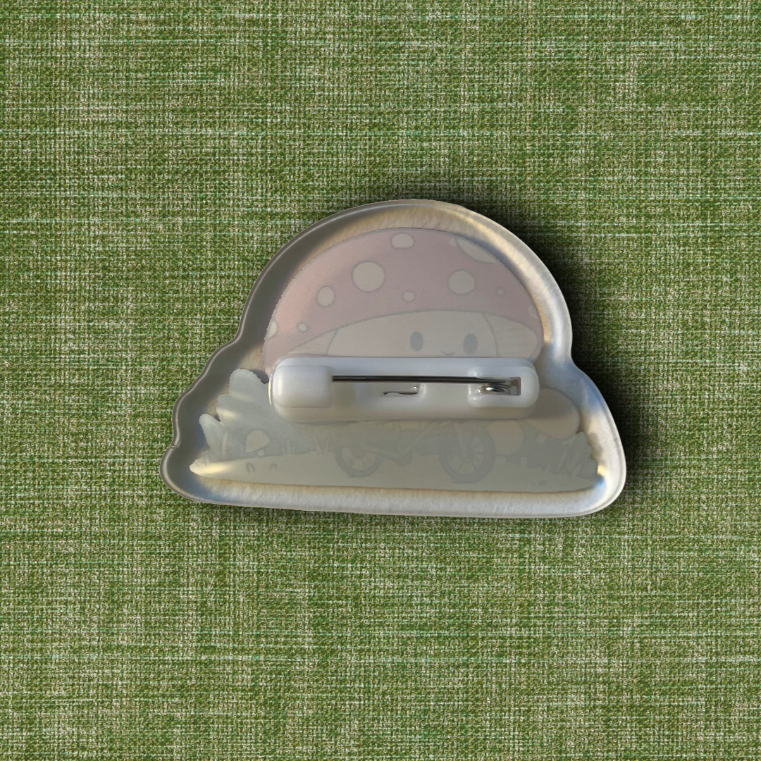Pilz auf Fahrrad - Acryl Pin